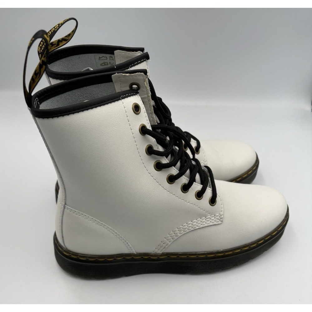 Dr.‎ Martens Patent Leather Combat Lace-Up Ankle Boots White/Black Men 7